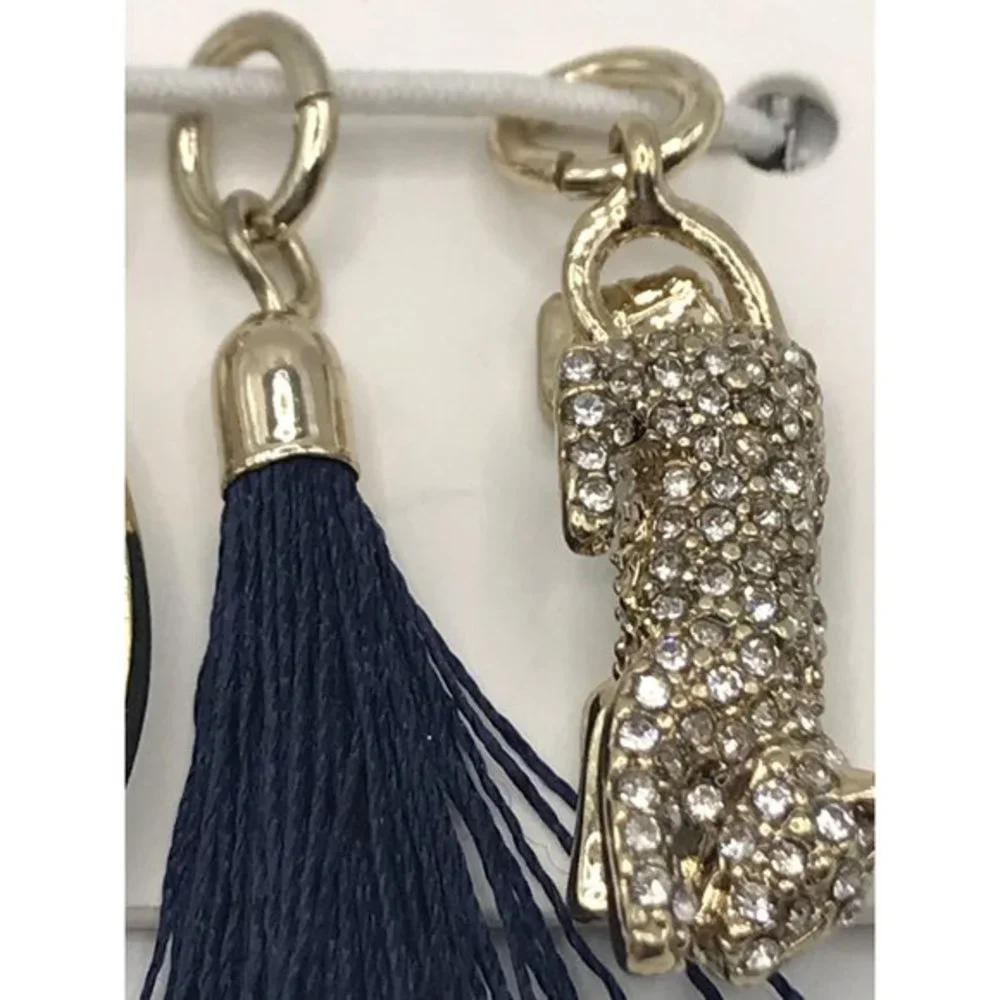 Ann Taylor Loft‎ Charms Tassel pave Black crystal Leopard NWT set of 4